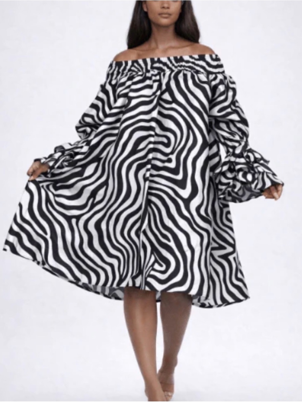 Advance Apparels Black and White Zebra A-Line Skirt